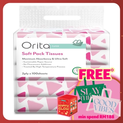 ORITA Soft Pack Tissue 2ply x 100sheets x 5packs