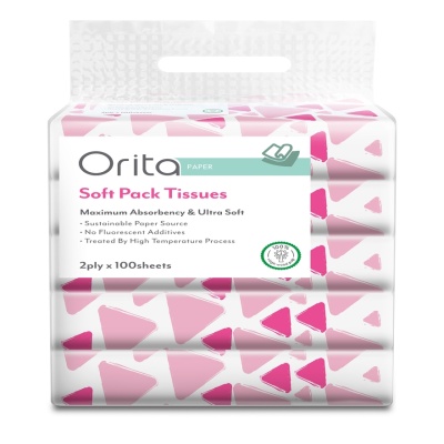 ORITA - Soft Pack Tissue 2ply x 100sheets x 5packs image