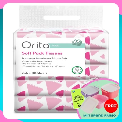 ORITA Soft Pack Tissue 2ply x 100sheets x 5packs