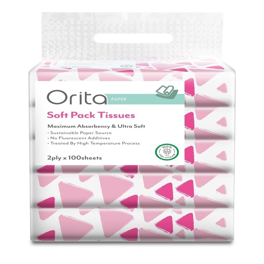 Soft Pack Tissue 2ply x 100sheets x 5packs