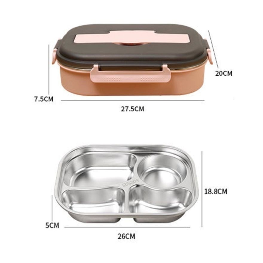 4 Compartment Stainless Steel Lunchbox 1Pc