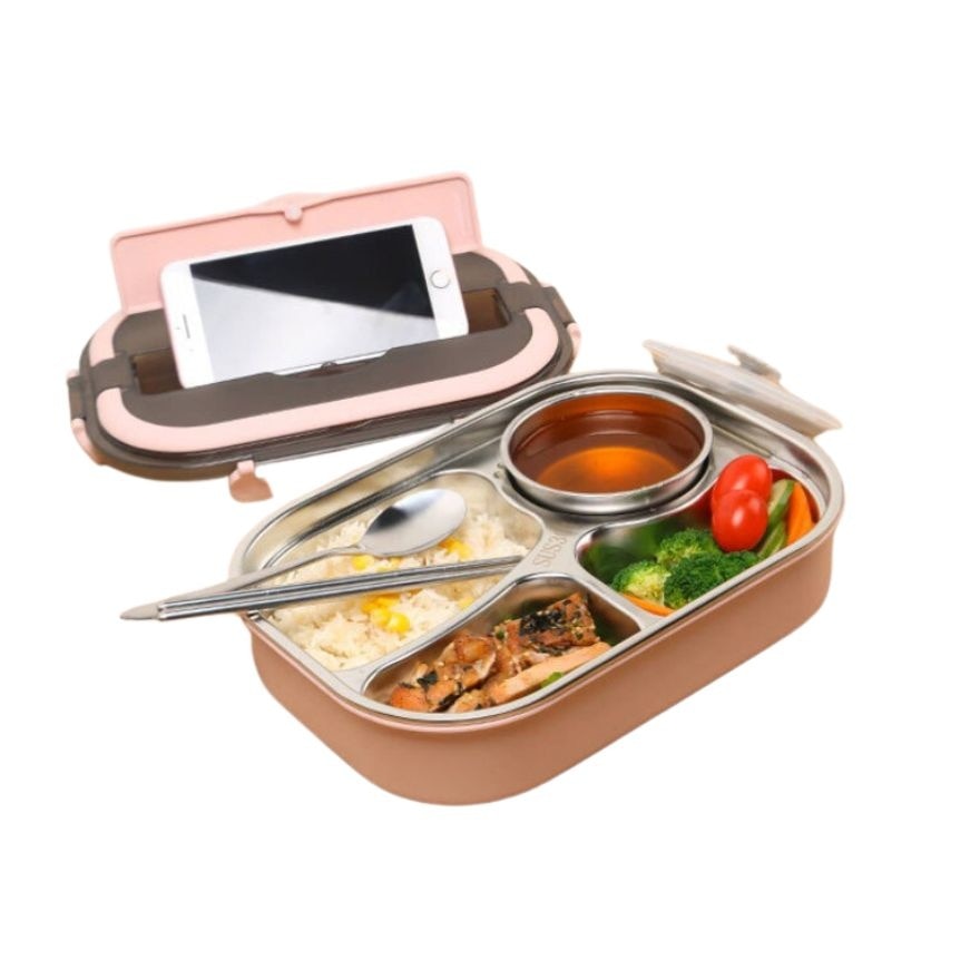 4 Compartment Stainless Steel Lunchbox 1Pc