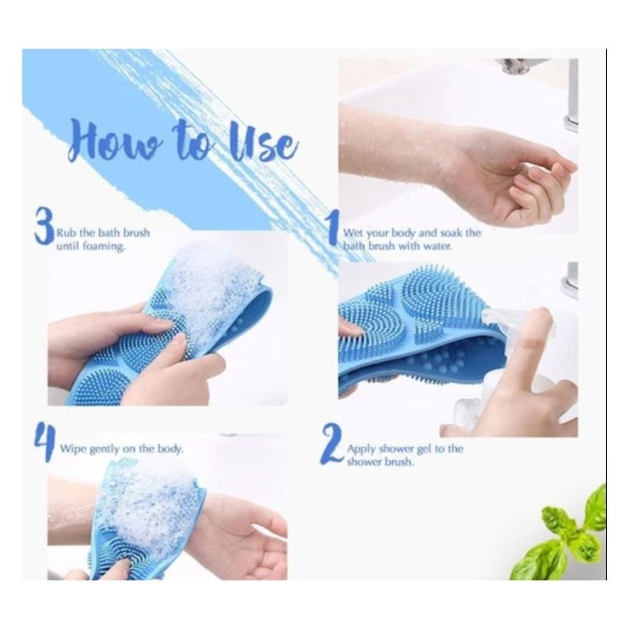 Blue Body Back Bath Long Scrubber 1pc