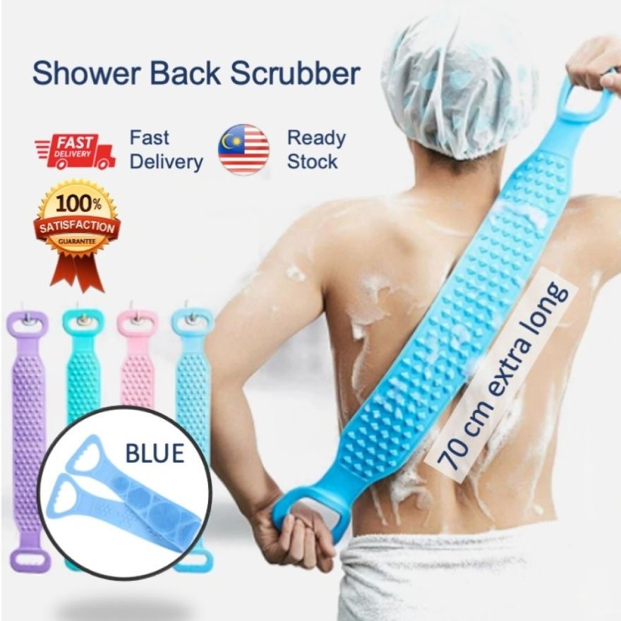 Blue Body Back Bath Long Scrubber 1pc