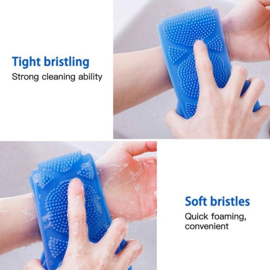 Blue Body Back Bath Long Scrubber 1pc