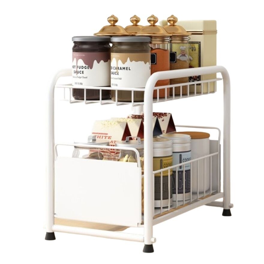 2 Tiers Kitchen Storage Rack White