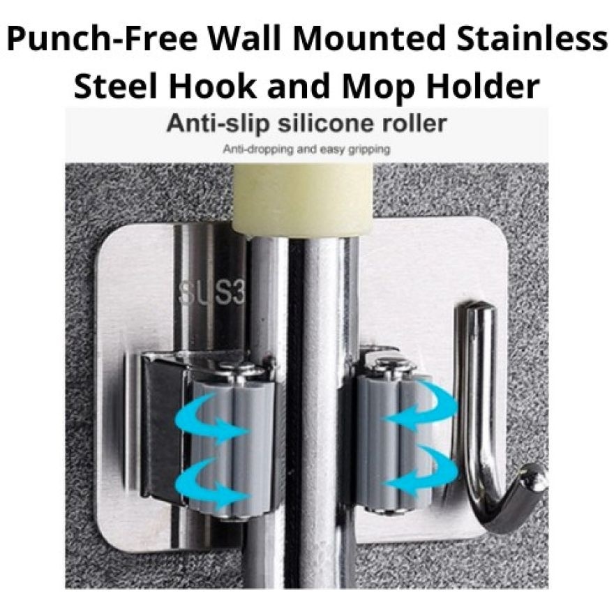 Wall Mounted Mop OrganiSer Stainless Steel