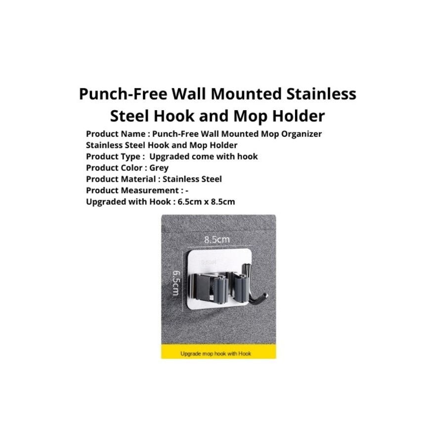 Wall Mounted Mop OrganiSer Stainless Steel