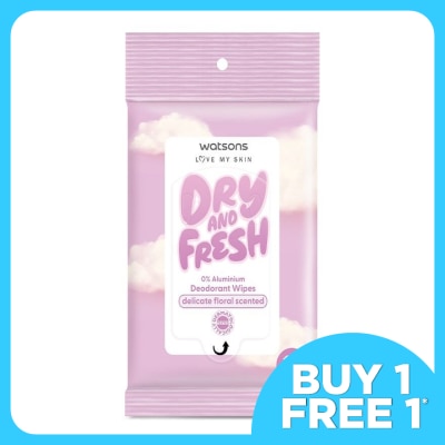 WATSONS Dry & Fresh Deodorant Wips Floral Scented 10s