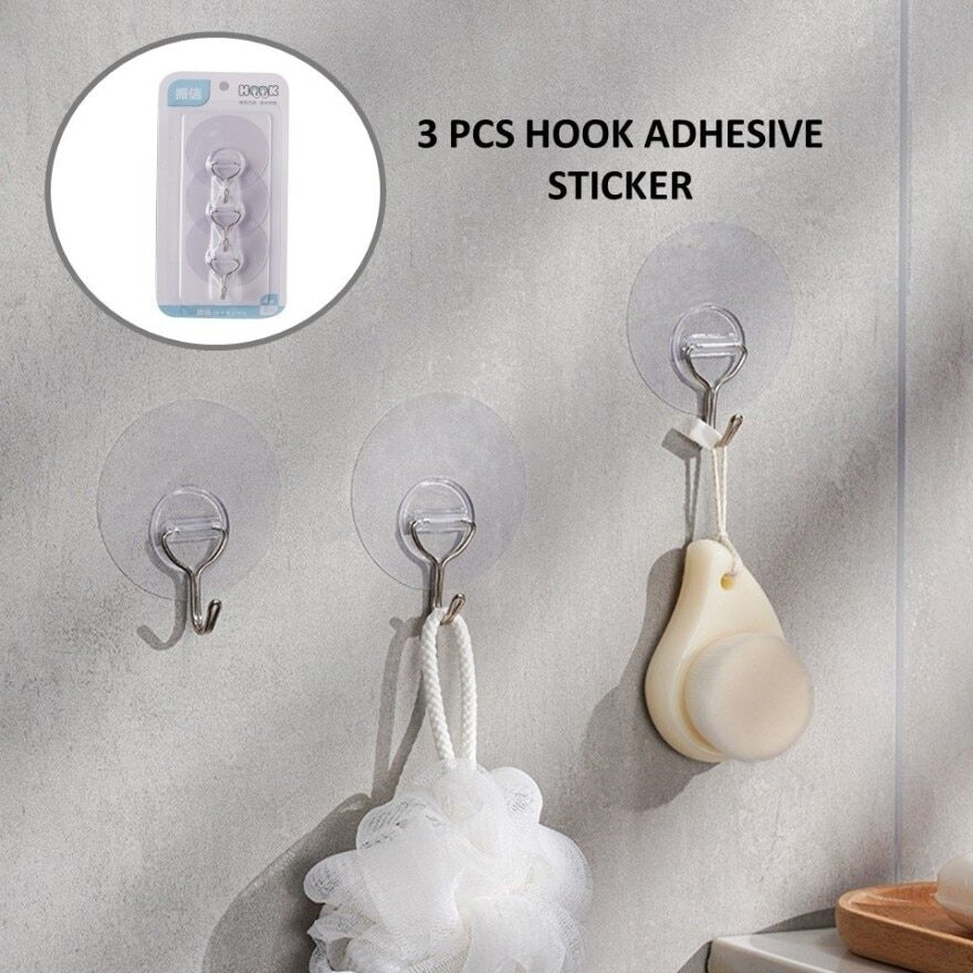 Clear Strong Wall Hooks 3pcs