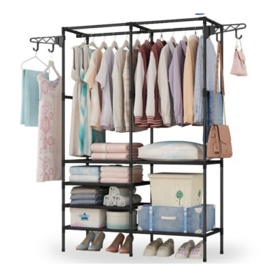 JIMART Korean Style Multipurpose Metal Clothes Dual Rack