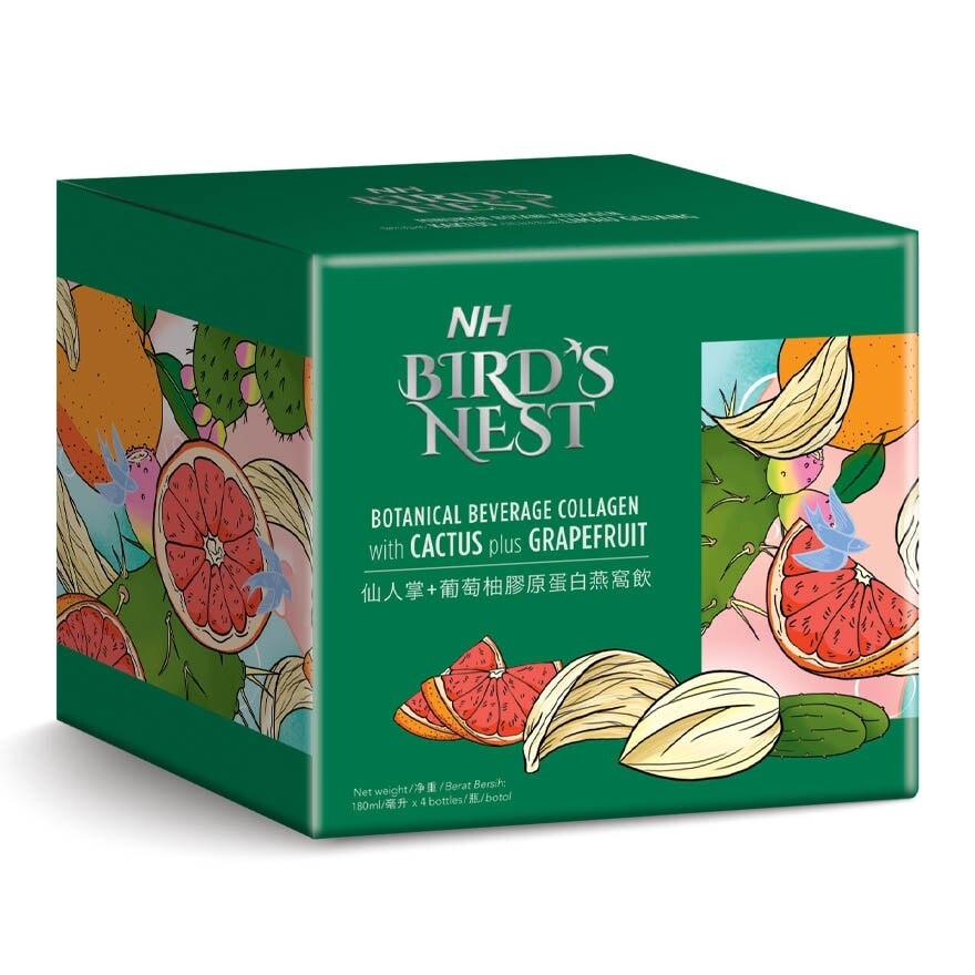 Bird Nest Botanical Beverage Collagen With Cactus Plus Grapefruit (180ml X 4s)