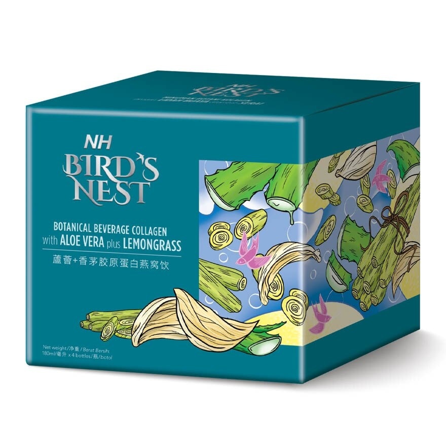 Bird Nest Botanical Beverage Collagen With Aloe Vera Plus Lemongrass (180ml X 4s)<BR>