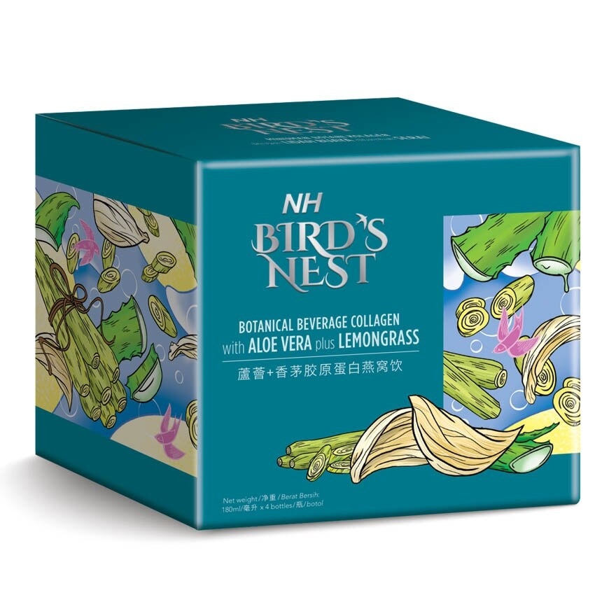 Bird Nest Botanical Beverage Collagen With Aloe Vera Plus Lemongrass (180ml X 4s)<BR>