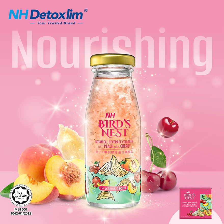 Bird Nest Botanical Beverage Collagen With Peach Plus Cherry (180ml X 4s)