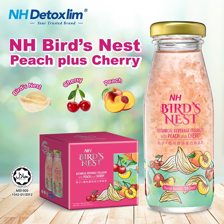 Bird Nest Botanical Beverage Collagen With Peach Plus Cherry (180ml X 4s)