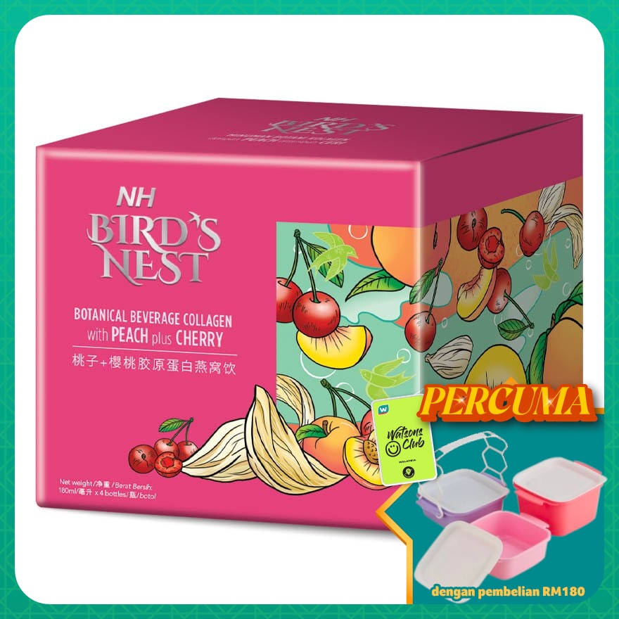 Bird Nest Botanical Beverage Collagen With Peach Plus Cherry (180ml X 4s)