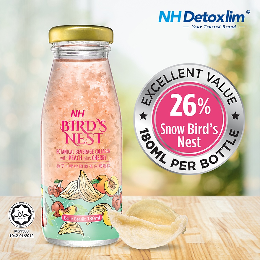 Bird Nest Botanical Beverage Collagen With Peach Plus Cherry (180ml X 4s)