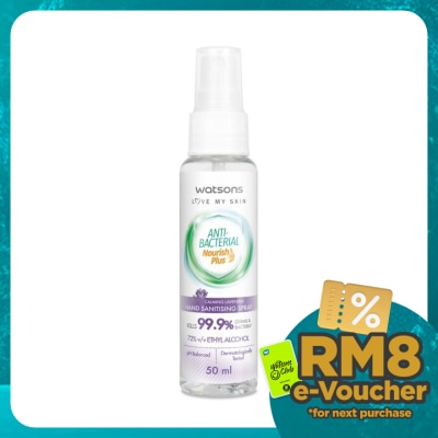 WATSONS Calming Lavender Antibacterial Hand Sanitising Spray 50ml