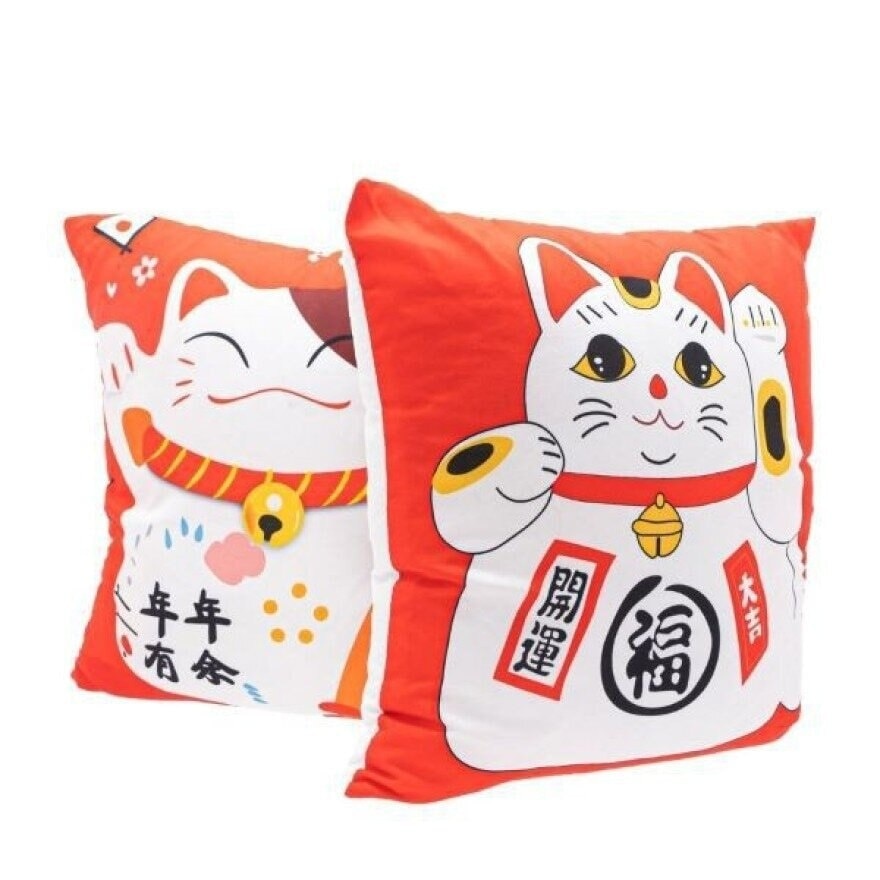 Sofa Lucky Cat Cushion Car Fiber Pillow 2 Pcs