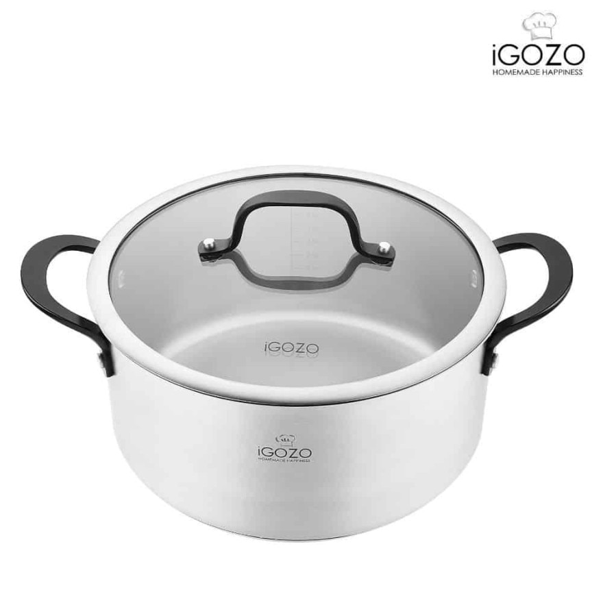 Casserole 304 Stainless Steel Pot Glass Lid 24CM