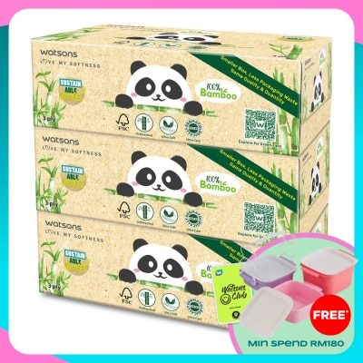 WATSONS Bamboo Box Tissue 3Plyx100Sheetsx3s