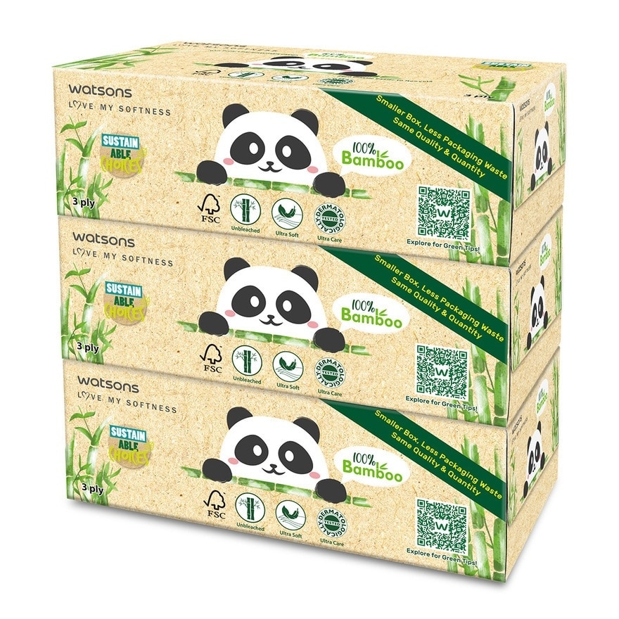 Bamboo Box Tissue 3Plyx100Sheetsx3s