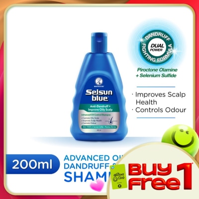 SELSUN BLUE - Advanced Oil Control Anti-Dandruff & Scalp Care Shampoo 200ml