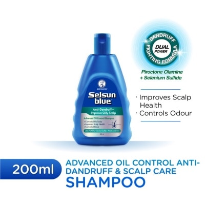 SELSUN BLUE Advanced Oil Control Anti-Dandruff & Scalp Care Shampoo 200ml