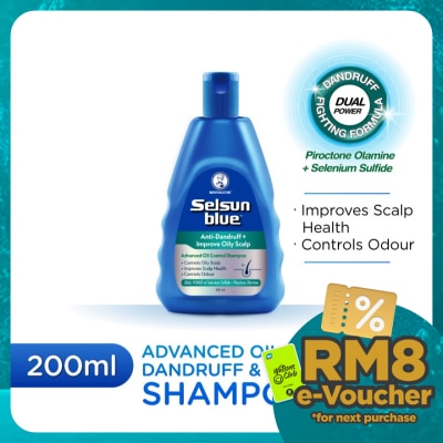 SELSUN BLUE Advanced Oil Control Anti-Dandruff & Scalp Care Shampoo 200ml