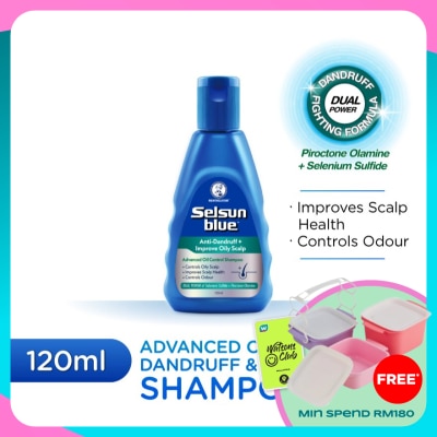 SELSUN BLUE Advanced Oil Control Anti-Dandruff & Scalp Care Shampoo 120ml