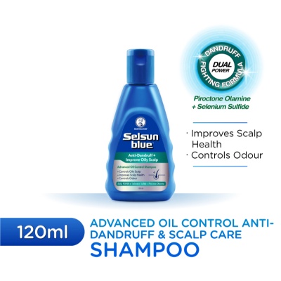 SELSUN BLUE - Advanced Oil Control Anti-Dandruff & Scalp Care Shampoo 120ml