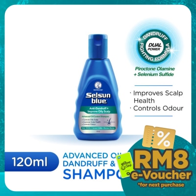 SELSUN BLUE Advanced Oil Control Anti-Dandruff & Scalp Care Shampoo 120ml