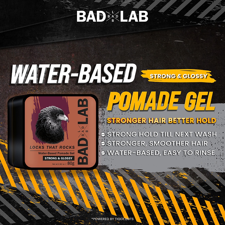 Water-based Pomade Gel, Strong & Glossy 80G (LOCKS THAT ROCKS)