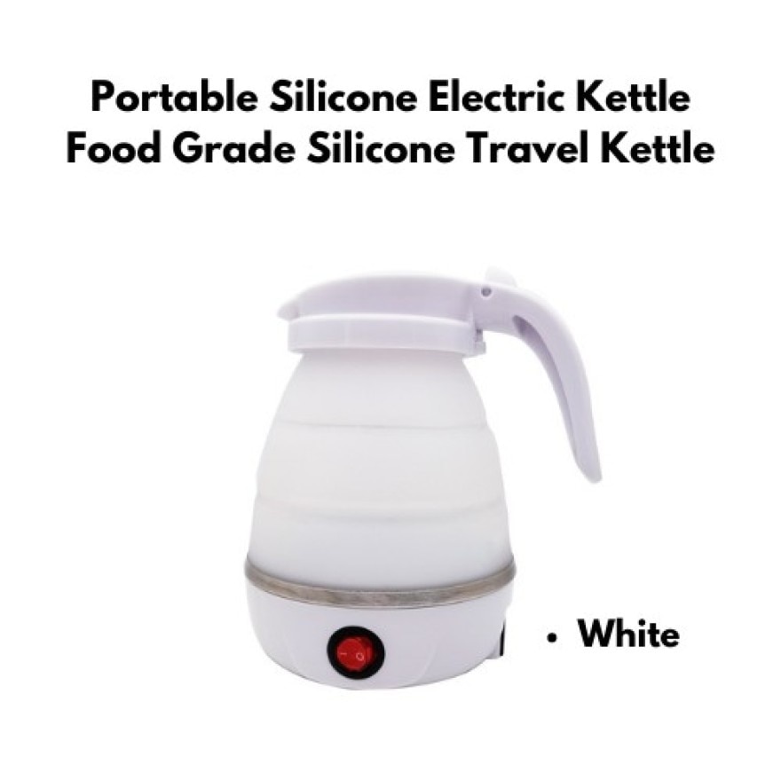 White Portable Silicone Electric Kettle Travel Kettle