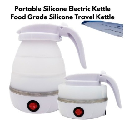 JIMART White Portable Silicone Electric Kettle Travel Kettle