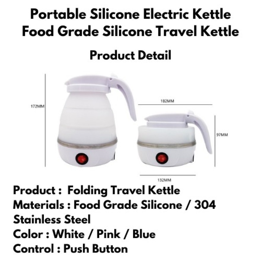 White Portable Silicone Electric Kettle Travel Kettle