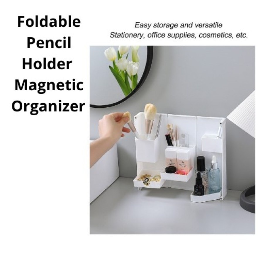 Foldable Pencil Holder Organizer Magnetic Closure