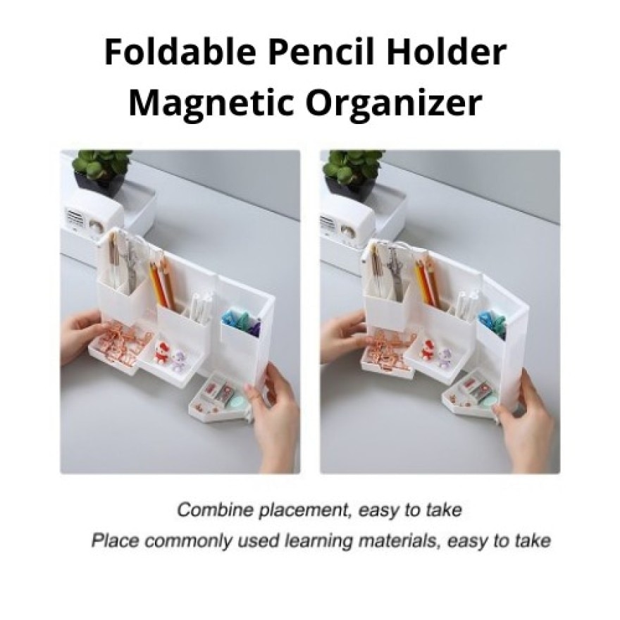 Foldable Pencil Holder Organizer Magnetic Closure