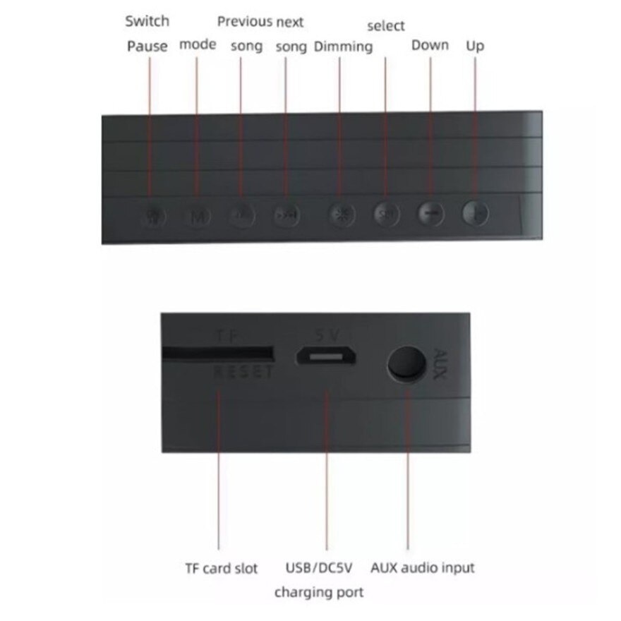 Mirror LED Design Digital Alarm Clock with BT