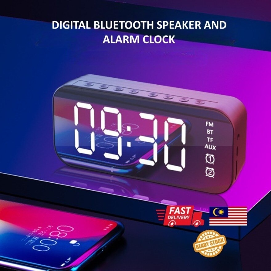 Mirror LED Design Digital Alarm Clock with BT