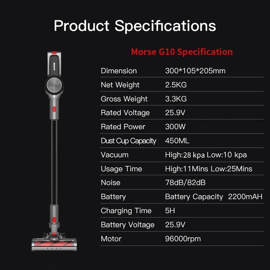 Cordless Vacuum G10 with 28000pa Suction Power