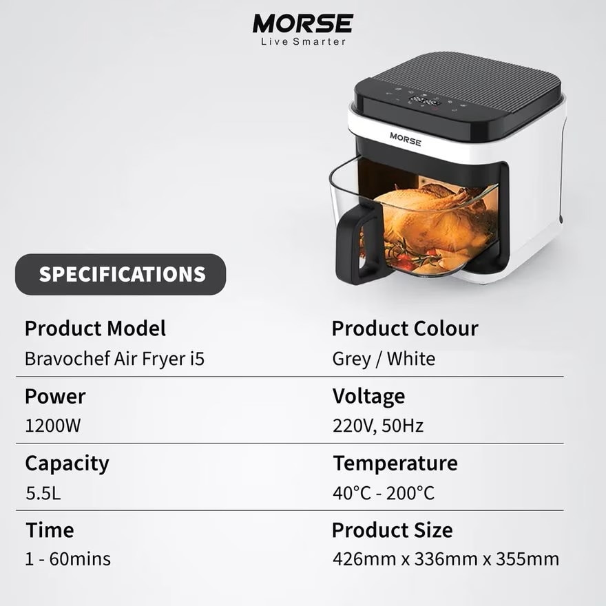 Bravochef Air Fryer i5 with 5.5L Capacity