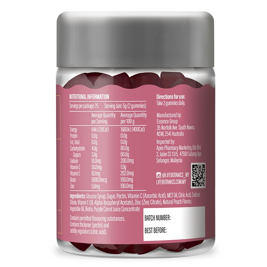 Biotin Gummies 50s (Peach Flavour)