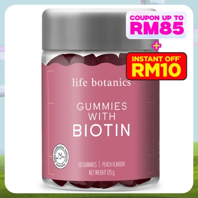 LIFE BOTANICS Biotin Gummies 50s (Peach Flavour)