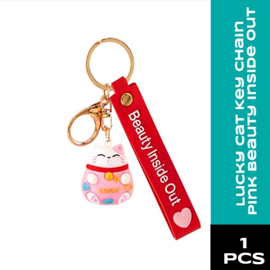 Lucky Cat Key Chain Pink Beauty Inside Out