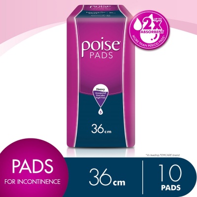 POISE - Pads Incontinence Extra Long Plus+ Non Wing 10s - Heavy Bladder & Urine Leakage Protection
