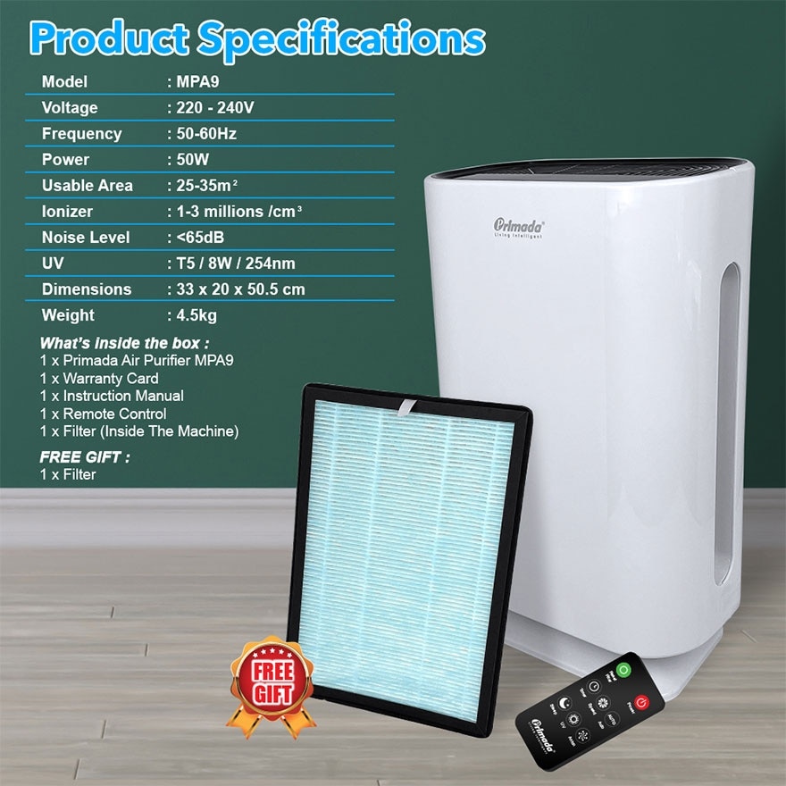 Ultraviolet Air Purifier MPA9 FREE EXTRA FILTER