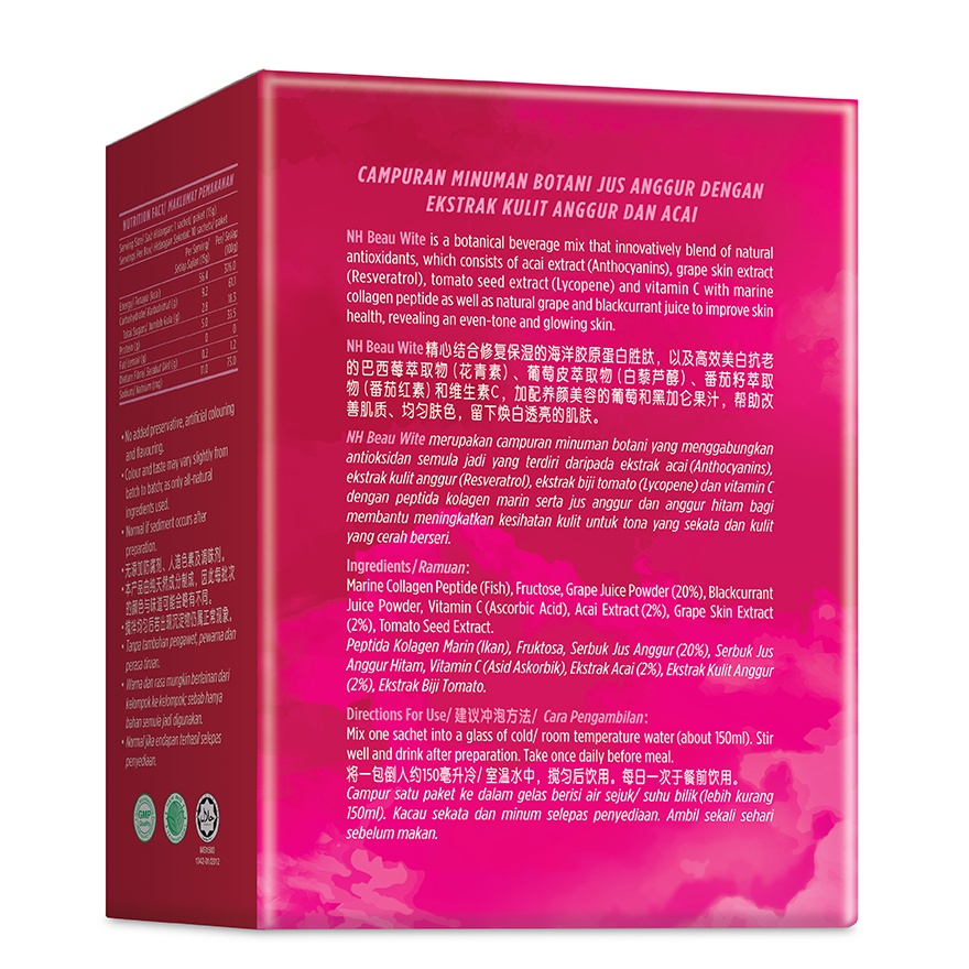 Beau Wite + Grape Skin & Acai Extract 15g X 10's