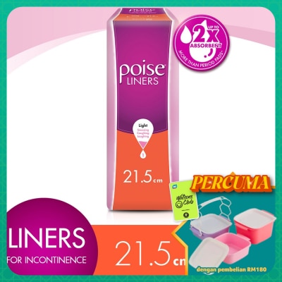 POISE - Liners Incontinence Regular 21.5cm 2X10s - Light Bladder/Urine Leakage Protection